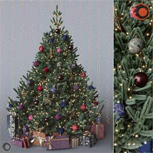 Modern Christmas tree gift box decoration ornament 3d model